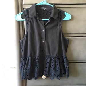 Madewell black eyelet sleeveless top